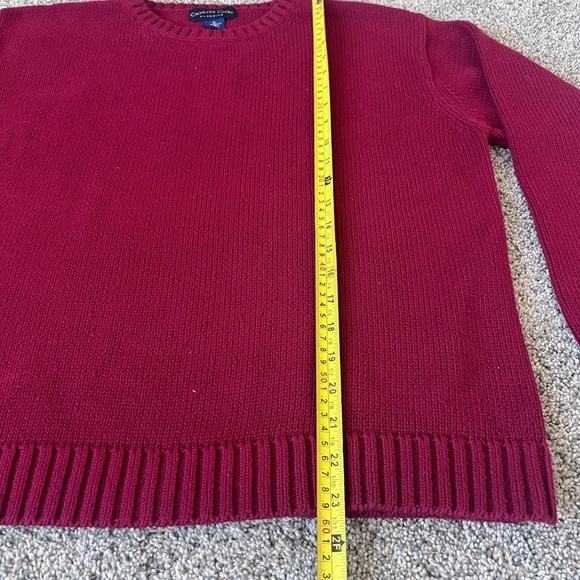 Charter Club Women’s 100% Cotton Full Sleeve Round Neck Ribbed Maroon Sweater M - Picture 3 of 9